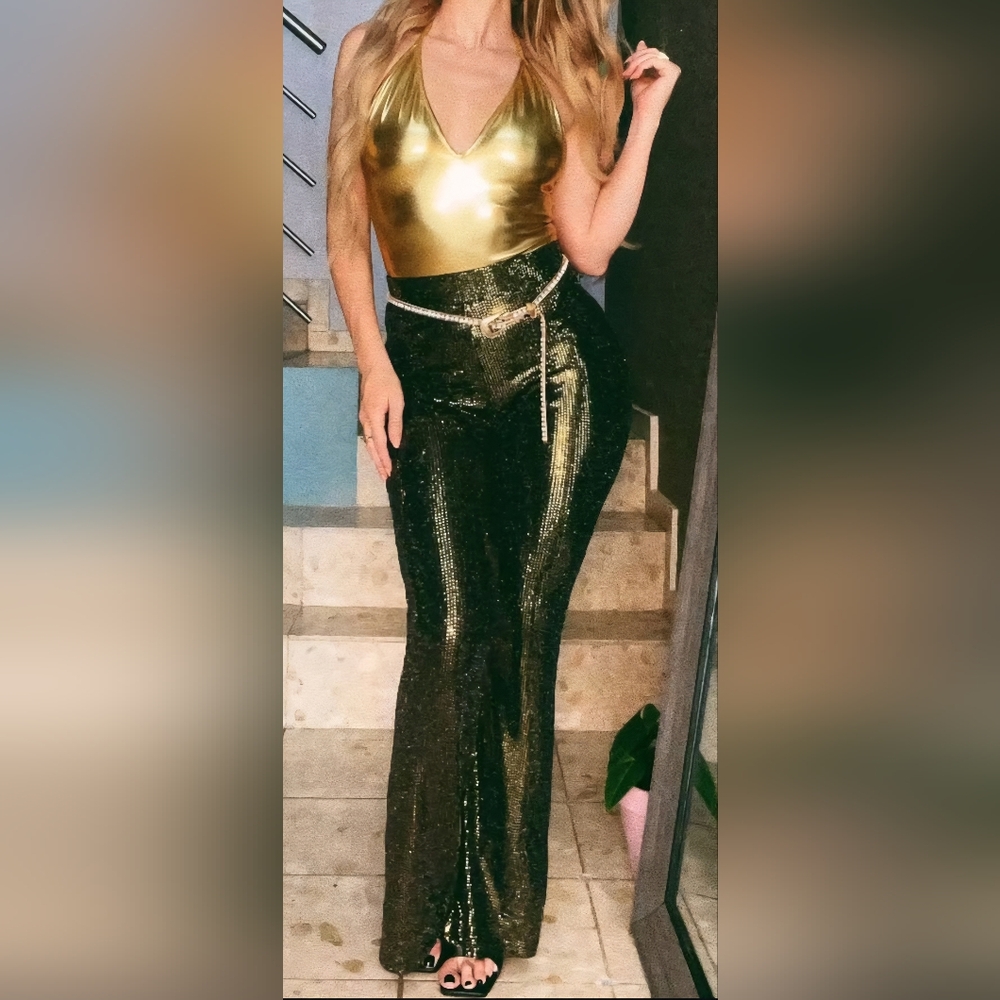 Elegant Black and Gold Women's Pants